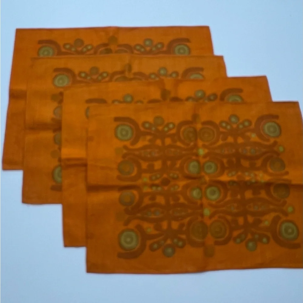 Vintage Scandinavian fabric set of 4 placemats Parabeli Pattern Saini Salonen